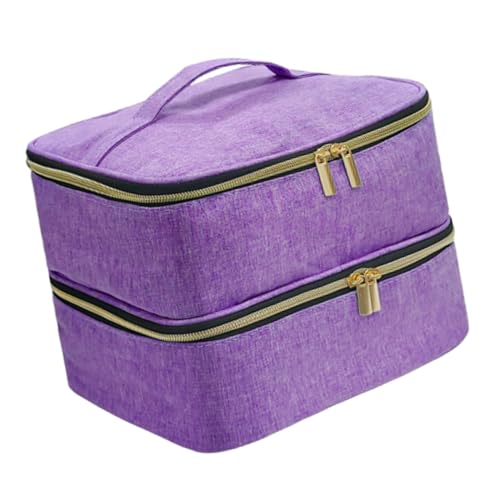 Colcolo Nagellack-Organizer-Etui, Aufbewahrungstasche, Tragetasche, Reißverschlusstasche für Maniküre-Werkzeuge, Nagellack-Sets, Gel-Nägel, violett von Colcolo