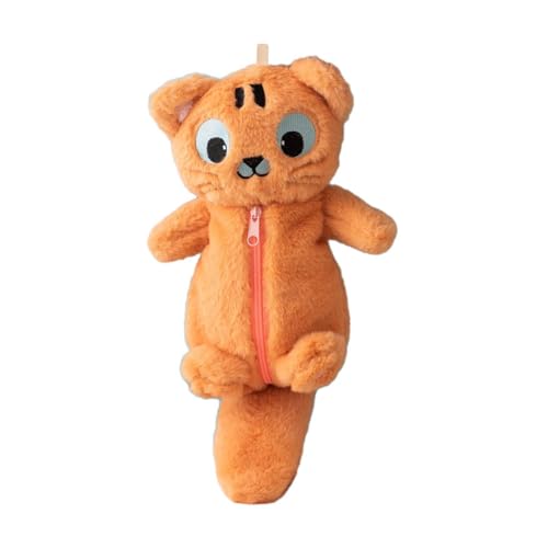 Colcolo Plüschtier-Federmäppchen, Stofftiertasche, Stiftehalter, tragbarer Plüsch-Schreibwarenbeutel, Kosmetiktasche für Zuhause und unterwegs, Tiger von Colcolo