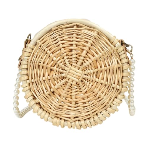 Colcolo Rattan Bag Mode Casual Schultertasche für Strandpicknick Urlaub Dating, Solide von Colcolo
