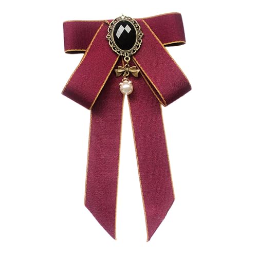 Colcolo Schleifenbrosche für Damen Elegante Fliege Und Bandkrawatte Als Halsschmuck mit Anstecknadel Aus Polyester mit Strasssteinen für Hochzeiten Und Partys, lila Rot von Colcolo