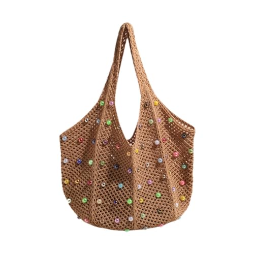 Colcolo Strand Sommertasche Mode Sommerhäkeln Geldbörse zum Frühlingsgeburtstag Outdoor Frau Sommer, Khaki von Colcolo