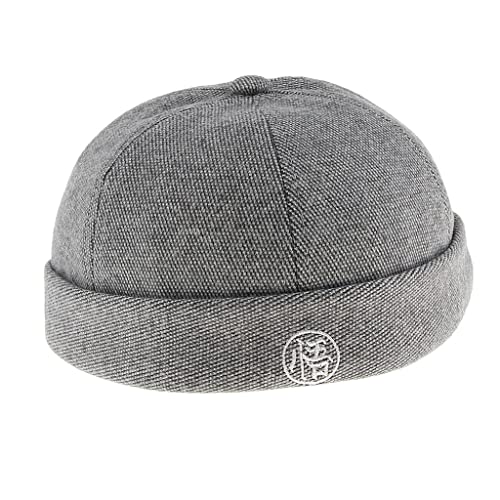 Colcolo Vintage Docker hat KaschmirKaschmirwolle Filz Leon Beanie Cap Einstellbare Navy Watch Hat Schädelkappe, Hellgrau, 58-60cm von Colcolo