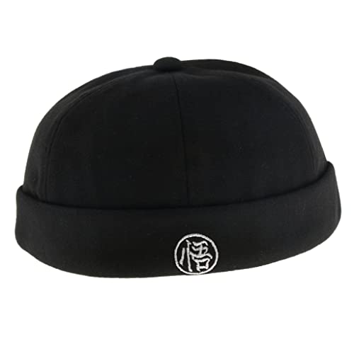Colcolo Vintage Docker hat KaschmirKaschmirwolle Filz Leon Beanie Cap Einstellbare Navy Watch Hat Schädelkappe, Schwarz, 58-60cm von Colcolo