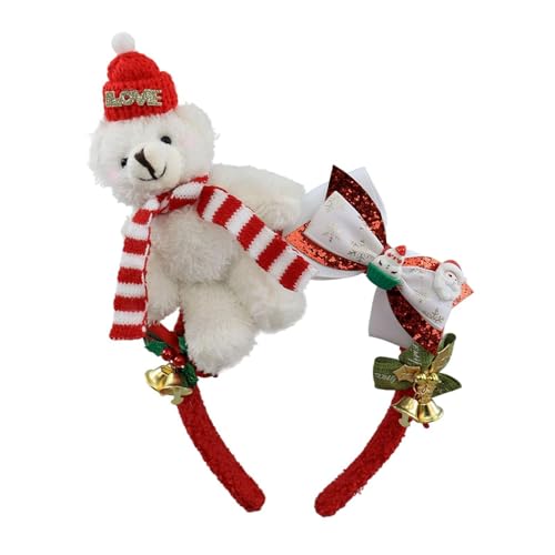 Colcolo Weihnachtsbär -Kopfband -Kopfschmuck Weihnachtshaarband für Rollenspiele Geburtstagskarneval, Weiß Rot von Colcolo