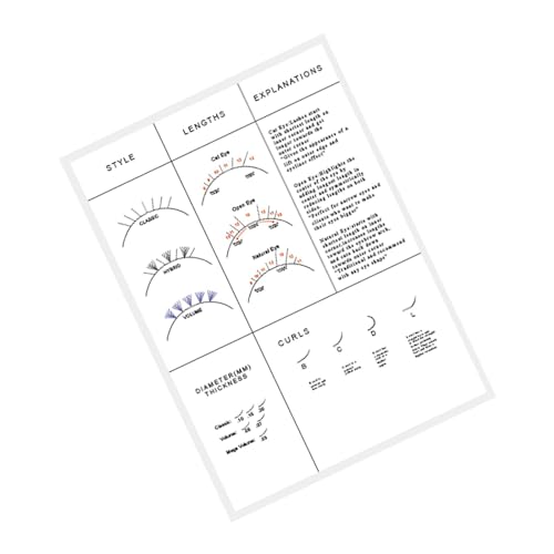 Colcolo Wimpern Übung Buch, Lash Mapping Chart Anfänger Training, Wimpern Verlängerung Papier Wimpern Training Übung Frauen, Weiß von Colcolo