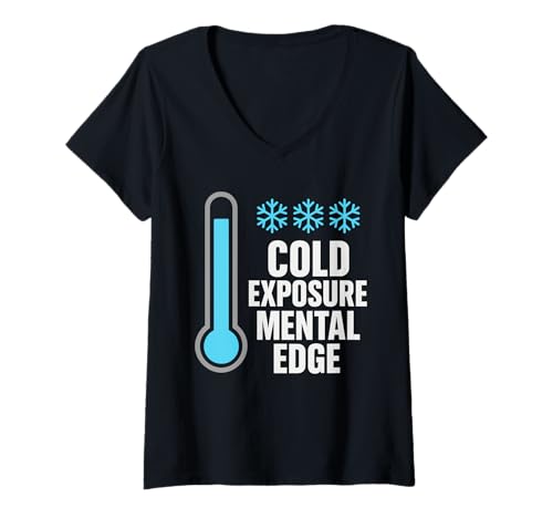 Damen Kalte Dusche Mentale Stärke Kälteexposition Biohacker Morning T-Shirt mit V-Ausschnitt von Cold Discipline Over Comfort Cold Plunge Reset