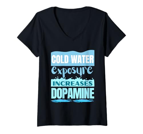 Damen Kaltwasserexposition erhöht Dopamin Schwimmen im Meer T-Shirt mit V-Ausschnitt Damen Kaltwasserexposition erhöht Dopamin Schwimmen im Meer T-Shirt mit V-Ausschnitt von Cold water swimming