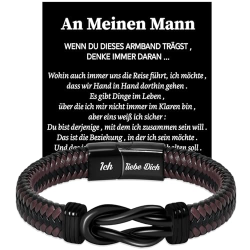 Coldbling Ich Liebe Dich Geschenke für Männer - Armband Valentinstag Jahrestag Geschenk für Ihn, Weihnachten Hochzeitstag Geburtstag Liebes Geschenk für Ihn Freund Mann Männer Lederarmband von Coldbling