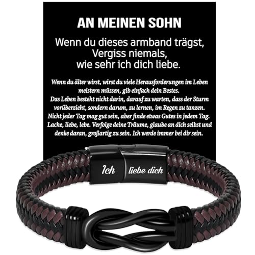 Coldbling Geschenk für Sohn - An Meinen Sohn Armband Geschenk Weihnachten Geschenke 18. Geburtstag Junge Armbänder Männer Herren Lederarmband Betser Sohn Geschenke von Mama Papa Eltern von Coldbling