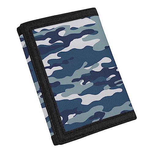 Coldinair Fashion Print Canvas Wallet for Teens Kids Boys Girls,Slim RFID Trifold Wallets for Travel School, Blaues Camouflage-Muster, Einheitsgröße von Coldinair