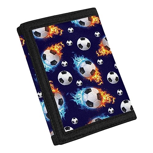 Coldinair Fashion Print Canvas Wallet for Teens Kids Boys Girls,Slim RFID Trifold Wallets for Travel School, fußball, Einheitsgröße von Coldinair