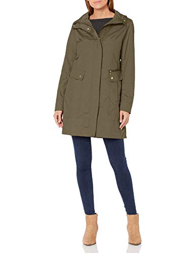 Cole Haan Damen Back Bow Packable Hooded Rain Jacket Jacke, Olivgrün, S EU von Cole Haan