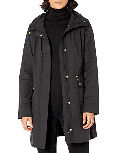 Cole Haan Damen Back Bow Packable Hooded Rain Jacket Jacke, schwarz, X-Small Zierlich von Cole Haan