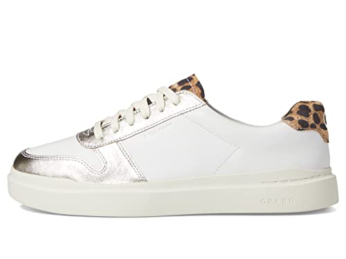 Cole Haan Damen Grandprø Rally Canvas Court Trainer Sneaker, Weißgold, Leopardenmuster, elfenbeinfarben, 38 EU von Cole Haan