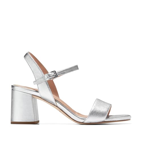 Cole Haan Damen Josie Block Heel Sandale, Silberfarbenes Leder, 39.5 EU von Cole Haan