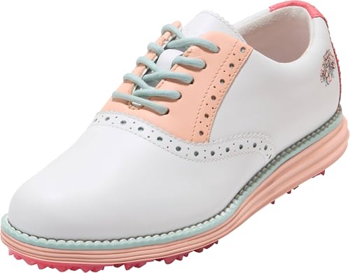 Cole Haan Damen Original Grand Shortwing Golf Oxford, Weiß/Pfirsich-Parfait, 41 EU von Cole Haan