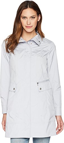 Cole Haan Damen Packable Hooded Rain Jacket with Bow (Standard and Plus Size) Jacke, Nebel, S von Cole Haan
