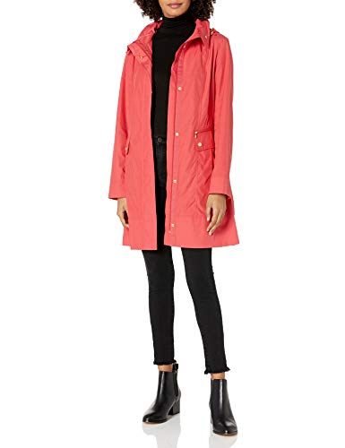 Cole Haan Damen Packable Hooded Rain Jacket with Bow (Standard and Plus Size) Jacke, Rot/Ausflug, einfarbig (Getaway Solids), XL von Cole Haan