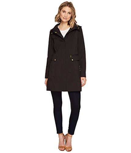Cole Haan Damen Verstaubare Regenjacke mit Kapuze und Schleife (Standard und Übergröße) Jacke, schwarz, XL von Cole Haan