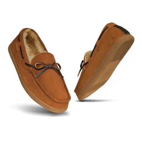 Cole Haan Klassische Slip-on Microsuede Mokassin Slipper für Herren, British Tan, 44 EU von Cole Haan
