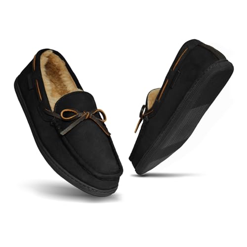 Cole Haan Klassische Slip-on Microsuede Mokassin Slipper für Herren, Caviar, 45 EU von Cole Haan