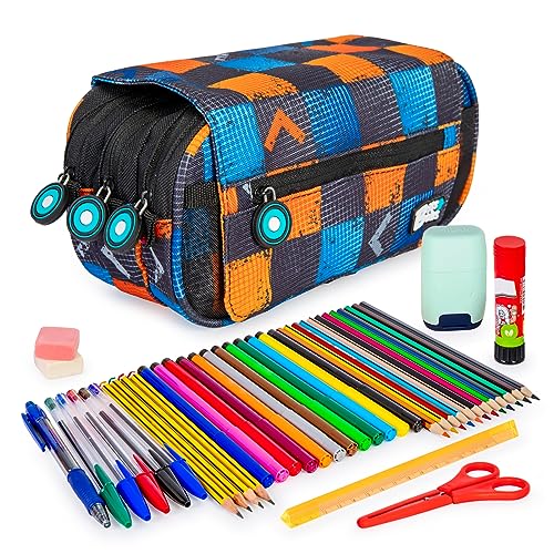 ColePack Design - Set aus Dreifach-Schulmappe mit 3 Reißverschlüssen und Schulbedarf der Top-Marken Enthalten (BB_Match) von ColePack