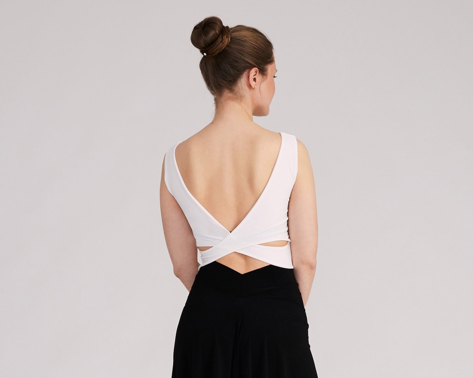 Marina Cross Back Top in Creme Weiß, Elegantes Top, Tango Tanz Party Crop Criss von ColeccionBerlin