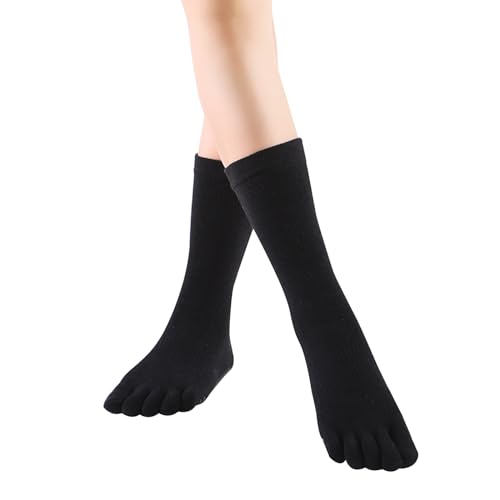 Colexy 1 Paare Yoga Socken, Antirutsch Socken Damen Baumwolle Stoppersocken Rutschfeste Socken Sport Zehensocken für Yoga, Barre, Pilates, Tanz, Barfuß, Trampolin, Zuhause, Krankenhaus (Schwarz) von Colexy