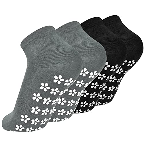 Colexy 2 Paare Yoga Socken Anti Rutsch Damen, Stoppersocken Herren, Anti Rutsch Socken Damen, Yoga Socken Rutschfest Damen, Rutschfeste Griffsocken für Pilates M, 35-42 (Grau, Schwarz) von Colexy