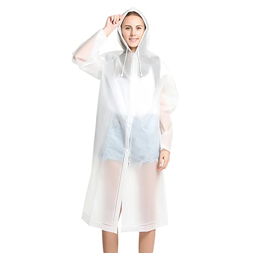 Colexy Regenponcho Regenmantel für Damen und Herren, Wiederverwendbare EVA Kapuzenponcho Regencape Regenjacke Wasserdicht mit Kordelzug und Druckknöpfe für Wandern Radfahren Camping und Reisen von Colexy