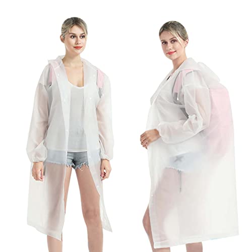 Colexy Regenponcho mit Kapuze, Wasserdicht Regenjacken Regencape Unisex, Wiederverwendbar Regenponcho Fahrrad Poncho Multifunktionaler Regenmantel für Wandern Radfahren Camping und Reisen (Weiß) von Colexy