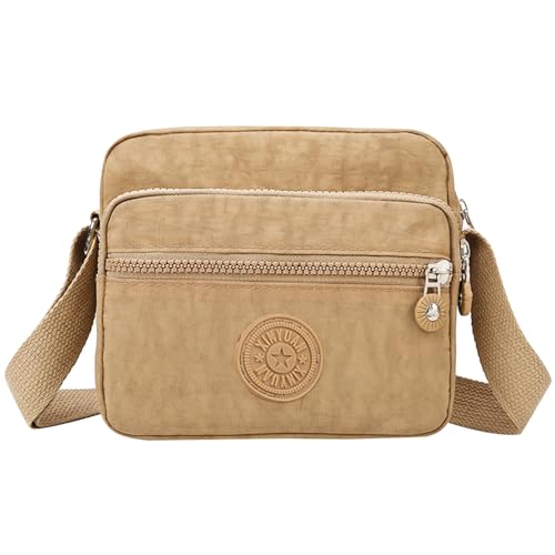 Crossbody Bag Damen Umhängetasche Moderne Taschen mit Breitem Schultergurt Leinentasche mit Abnehmbar Schultergurt u 5 fächern Geeignet für Tägliche Reisen und Reisen (Khaki) von Colexy