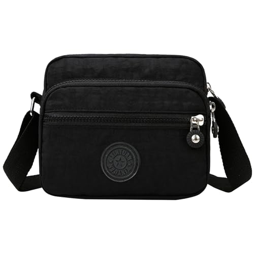 Crossbody Bag Damen Umhängetasche Moderne Taschen mit Breitem Schultergurt Leinentasche mit Abnehmbar Schultergurt u 5 fächern Geeignet für Tägliche Reisen und Reisen (Schwarz) von Colexy