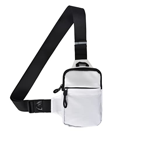 Schultertaschen, Brusttasche mit Reflexstreifen, Sling Bag, Umhängetaschen Sling Rucksack Crossbody Bag Backpack, Schultertasche für Outdoorsport Wandern Radfahren Bergsteigen Reisen Camping (Weiss) von Colexy