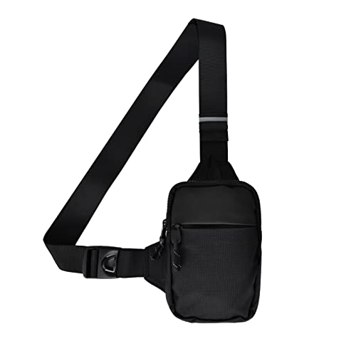 Schultertaschen, Brusttasche mit Reflexstreifen, Sling Bag, Umhängetaschen Sling Rucksack Crossbody Bag Backpack, Schultertasche für Outdoorsport Wandern Radfahren Bergsteigen Reisen Camping (Schwarz) von Colexy