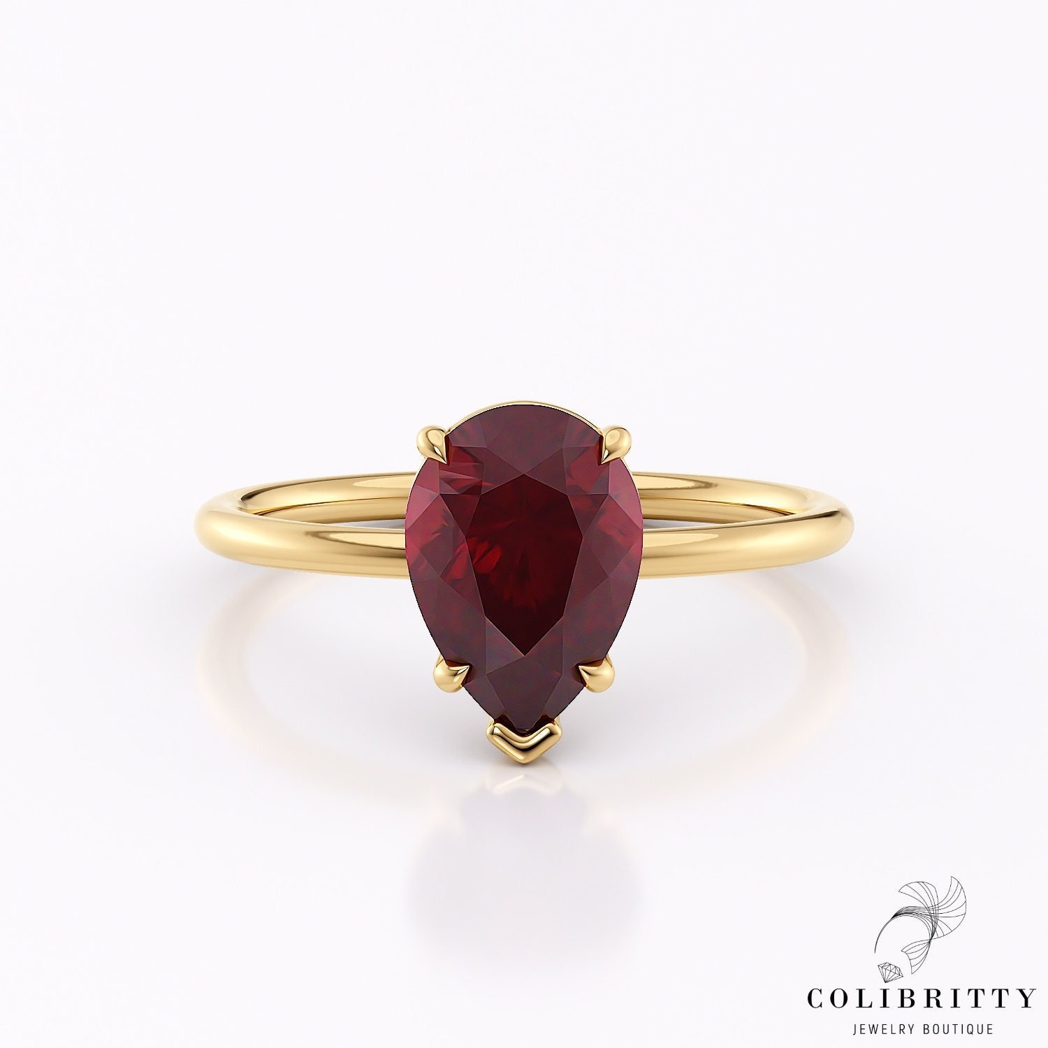 14K Gelbgold Birnenförmiger Rubin Ring Tropfen Verlobungsring Großer Roter Edelstein Schmuck Jahrestag Für Sie Juli Geburtsstein Geschenk von Colibritty