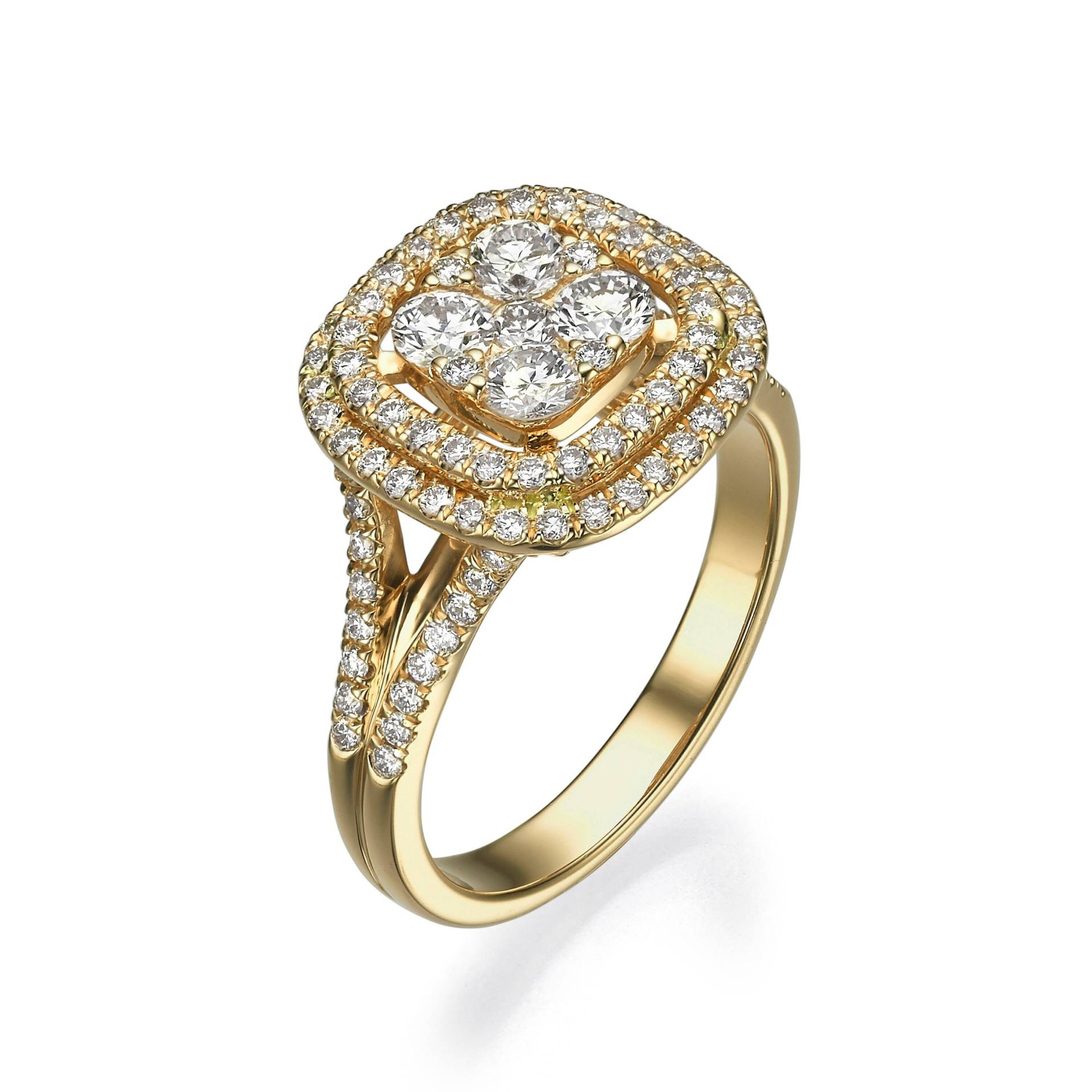 Illusionsring Diamant Verlobungsring - Art Deco Ehering Für Frauen 14K/18K Gelbgold Statement Ring von Colibritty