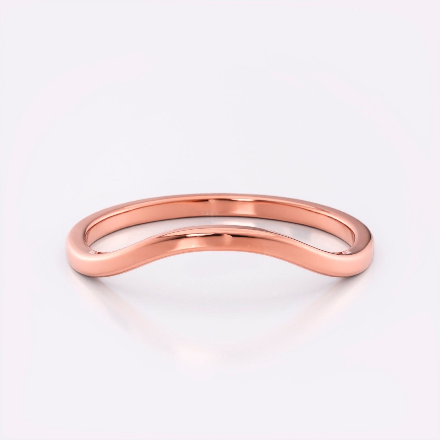 Roségold Geschwungener Ring Schlichtes Ehering - Zierliche Stapelringe Aus Massivem Gold Für Sie Schmuck Geschenk Frauen von Colibritty