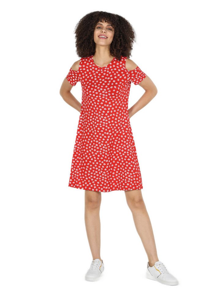 Colins Abendkleid Colins Regular Fit Floral Damen Rotes Kurzarmkleid von Colins