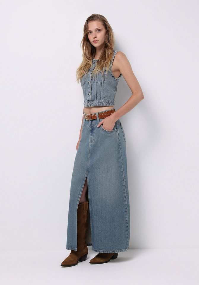 Colins Faltenrock Colins Regular Fit, schlichter blauer Damenrock mit Reißverschluss von Colins