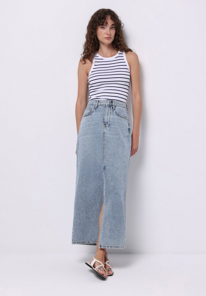 Colins Faltenrock Colins Slim Fit Plain Zippered Damen Hellblauer Rock von Colins