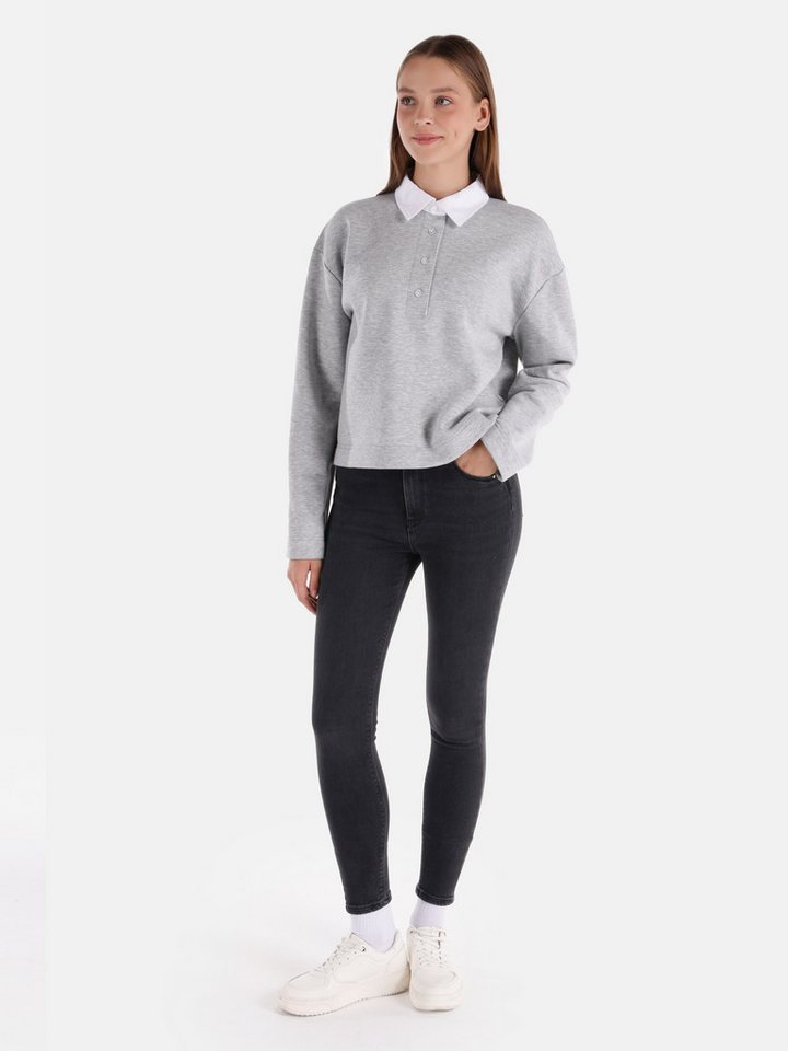 Colins Girlfriend-Jeans 759 Lara Super Slim Fit Regular Waist Slim Leg Schwarz Damen Hose von Colins