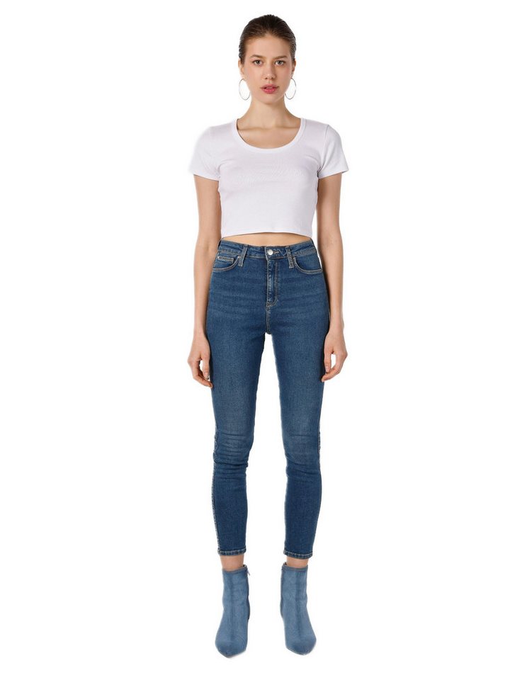 Colins Girlfriend-Jeans 760 Diana Super Slim Fit High Waist Skinny Leg Blaue Damen-Jeanshose von Colins