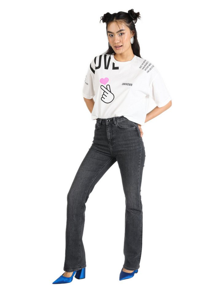 Colins Girlfriend-Jeans 797 Adel Flare Fit Slim Cut High Waist Flare Leg Schwarze Damen-Jeansh von Colins