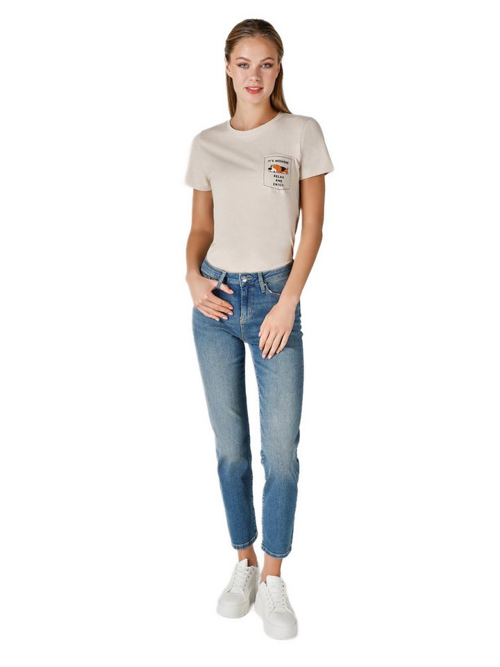 Colins Girlfriend-Jeans Damen Slim Fit Jeanshose in Blau mit normaler Taille und geradem Bein von Colins