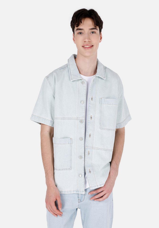 Colins Jeanshemd Colins Regular Fit Klassischer Kragen Einfarbiges Herren-Kurzarmhemd von Colins