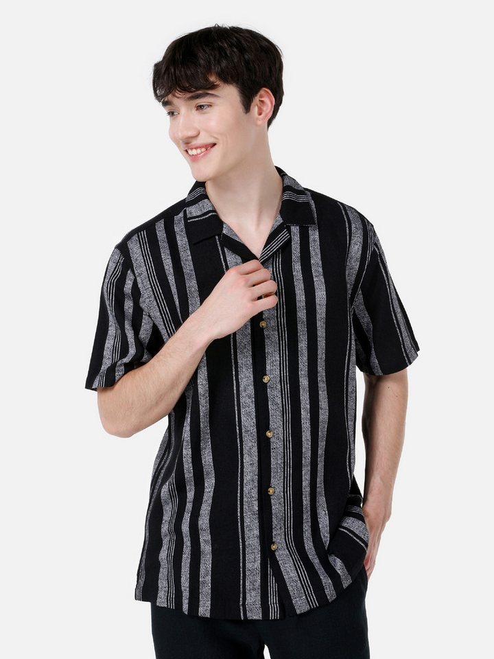 Colins Jeanshemd Colins Regular Fit Shirt Neck Striped Herren Kurzarmhemd von Colins