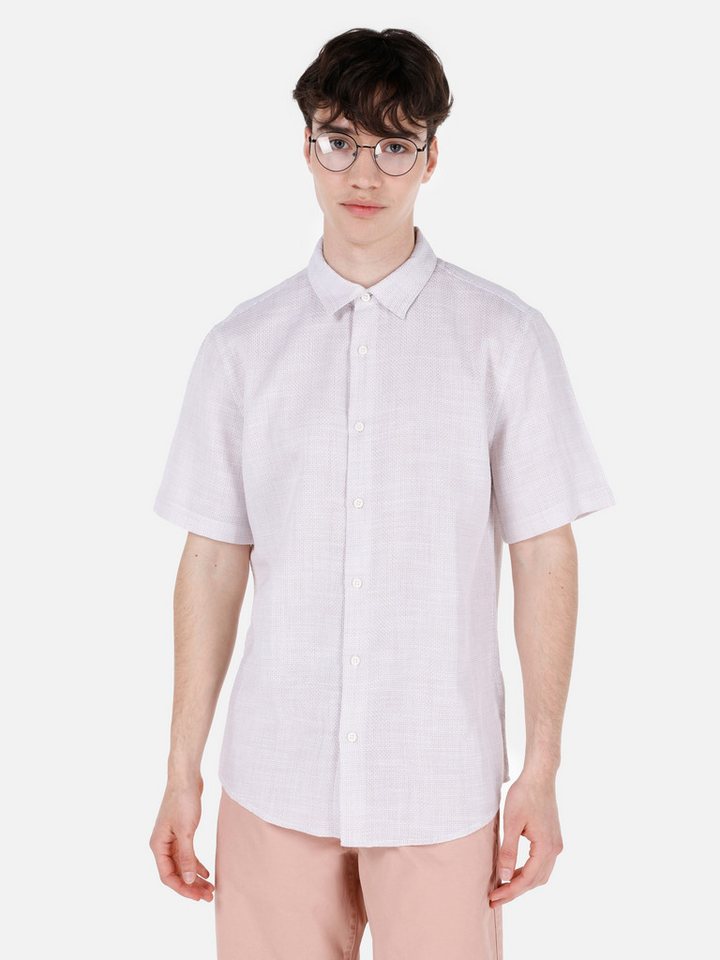 Colins Jeanshemd Colins Regular Fit Shirt Neck Unifarbenes Herren Kurzarmhemd von Colins