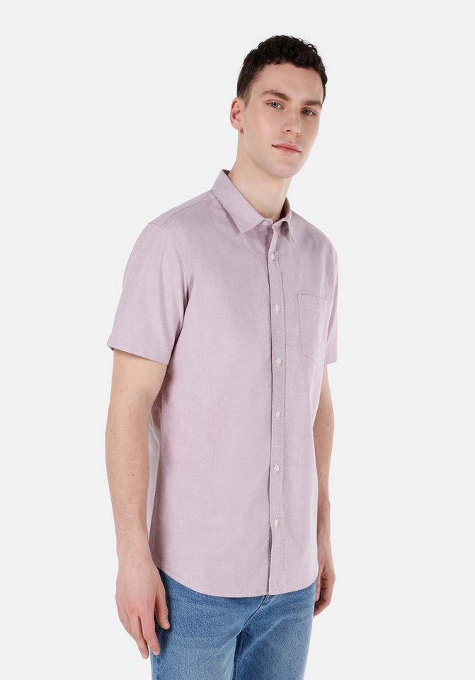 Colins Jeanshemd Colins Regular Fit Shirt Neck Unifarbenes Herren Kurzarmhemd von Colins