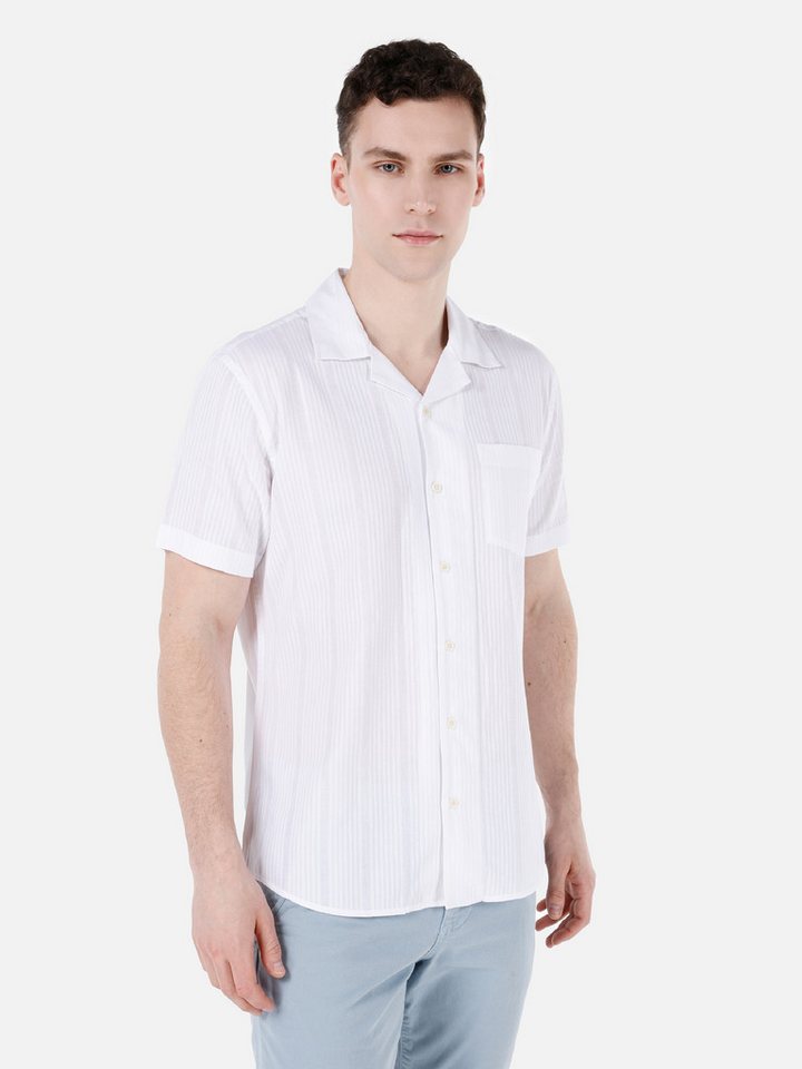 Colins Jeanshemd Colins Regular Fit Shirt Neck Unifarbenes Herren Kurzarmhemd von Colins